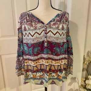 Lee Aztec 3/4 Sleeve Henley XL